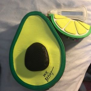 New Betsey Johnson large Avocado wristlet